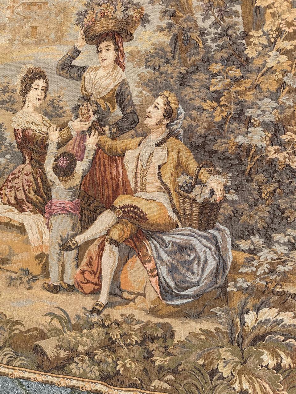 Very pretty mid century french Aubusson style tapestry with beautiful design from the painter « Francisco de Goya (1775-1792) for the royal manufactury of Tapestry »

Tapestry crafted using the GOBELIN stitch on a JACQUART loom for JEAN LAURENT