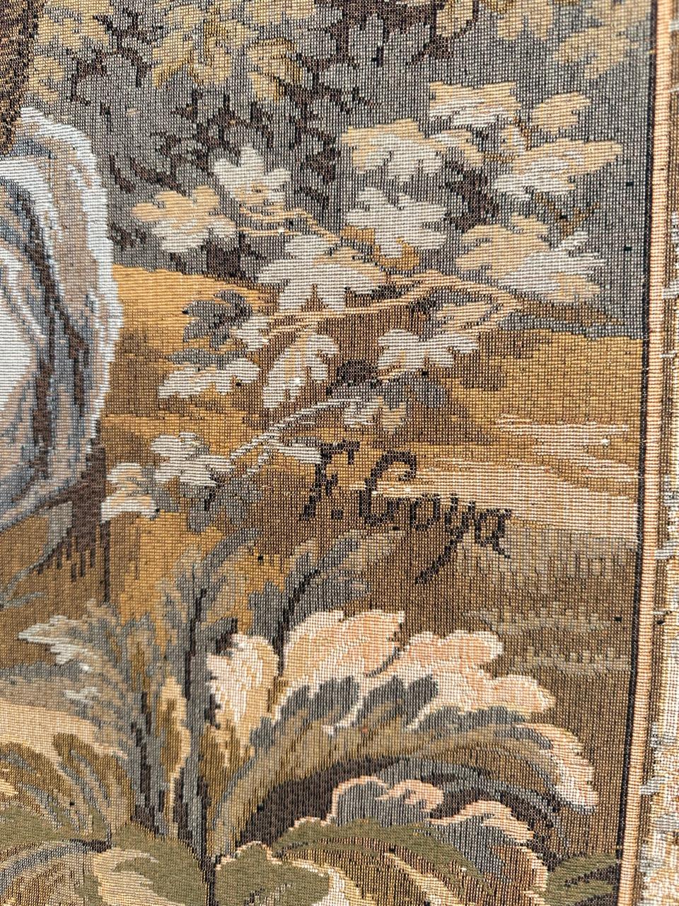 Machine-Made Pretty Mid Century French Aubusson style Jacquard Tapestry, « by Goya » For Sale