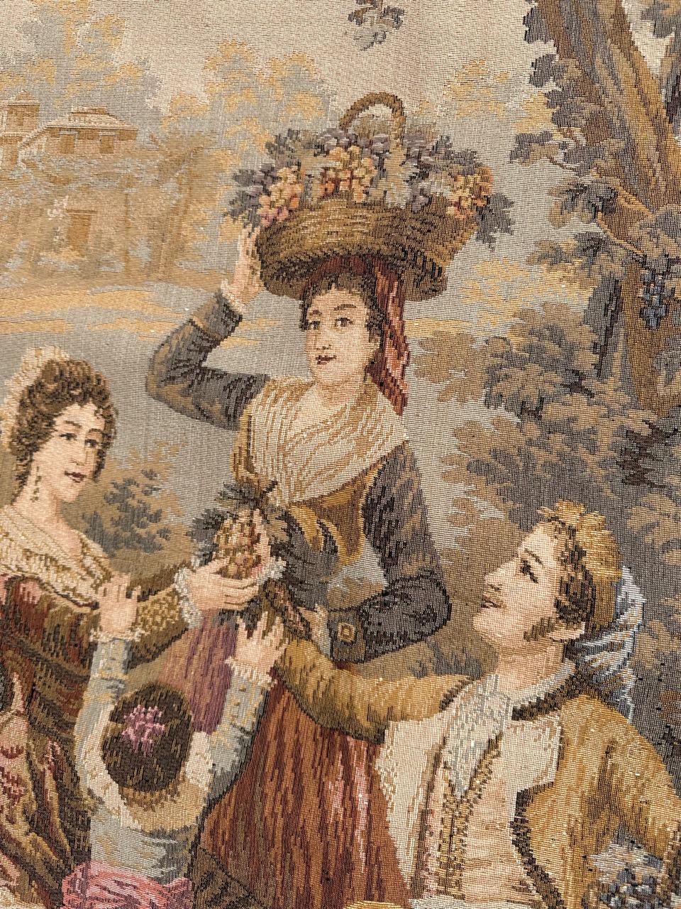 20th Century Pretty Mid Century French Aubusson style Jacquard Tapestry, « by Goya » For Sale