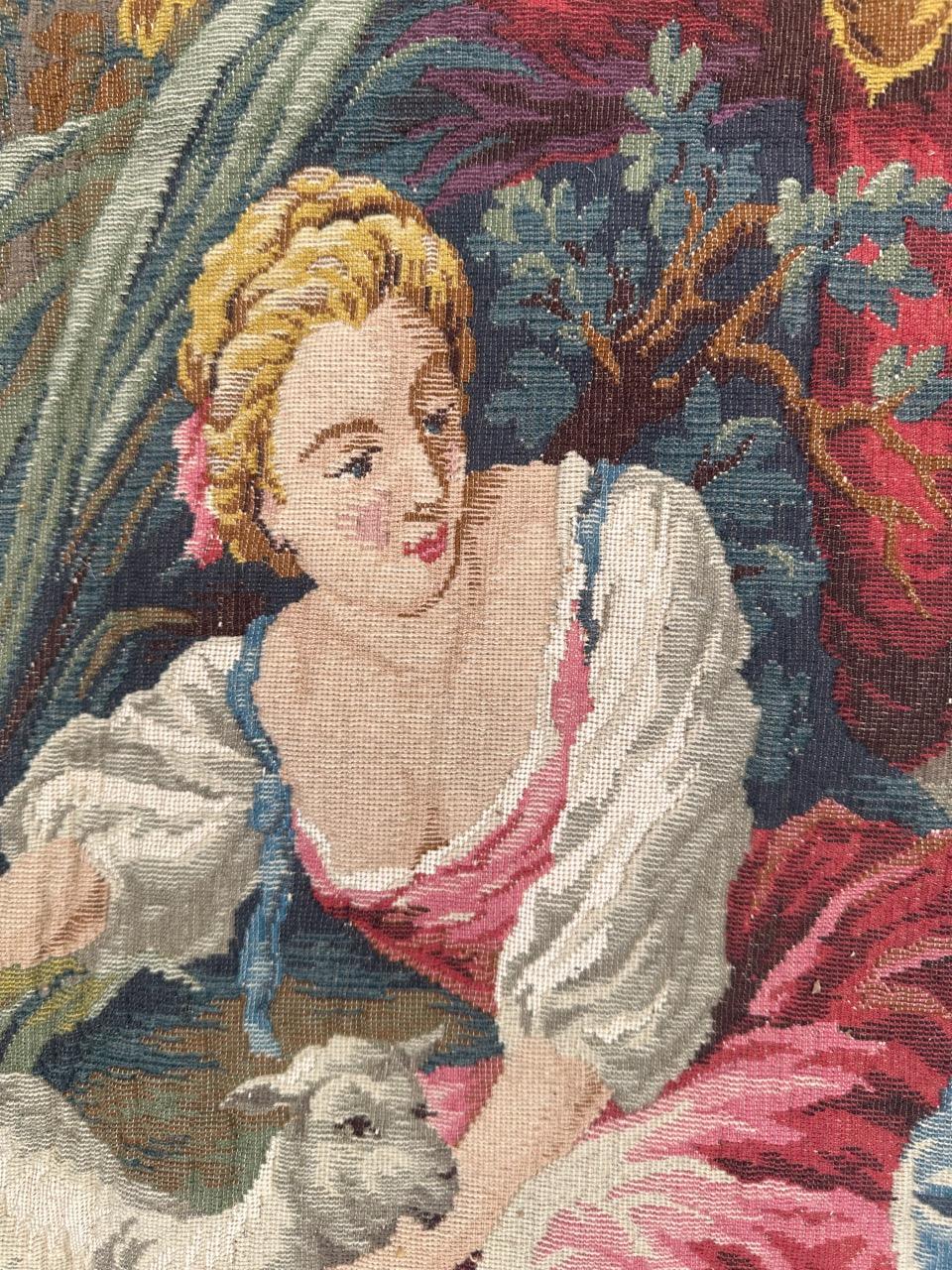 Pretty mid century French Aubusson Style Jacquard Tapestry 5