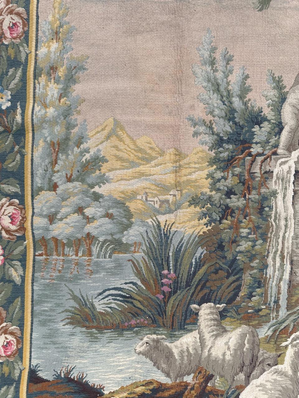 Pretty mid century French Aubusson Style Jacquard Tapestry 10