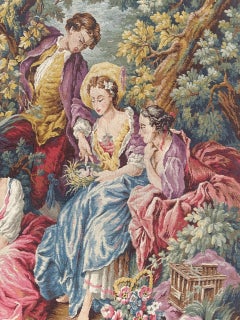 Pretty mid century French Aubusson Style Jacquard Tapestry