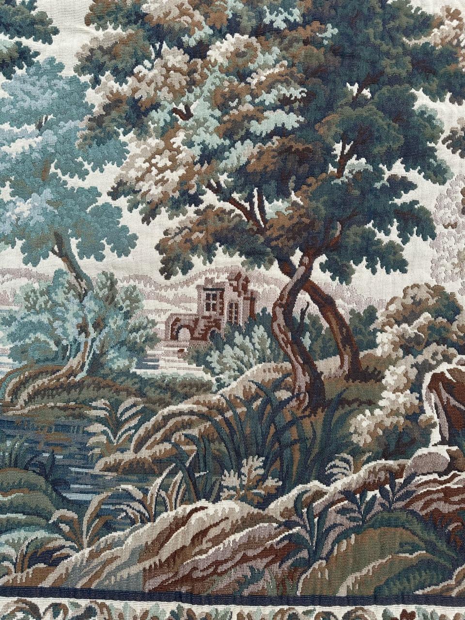 Machine-Made Pretty Mid Century French Aubusson style Jacquard Tapestry. For Sale