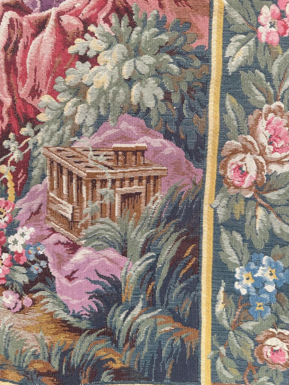 Machine-Made Pretty mid century French Aubusson Style Jacquard Tapestry