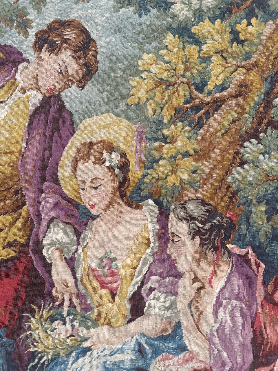 Pretty mid century French Aubusson Style Jacquard Tapestry In Good Condition In Saint Ouen, FR