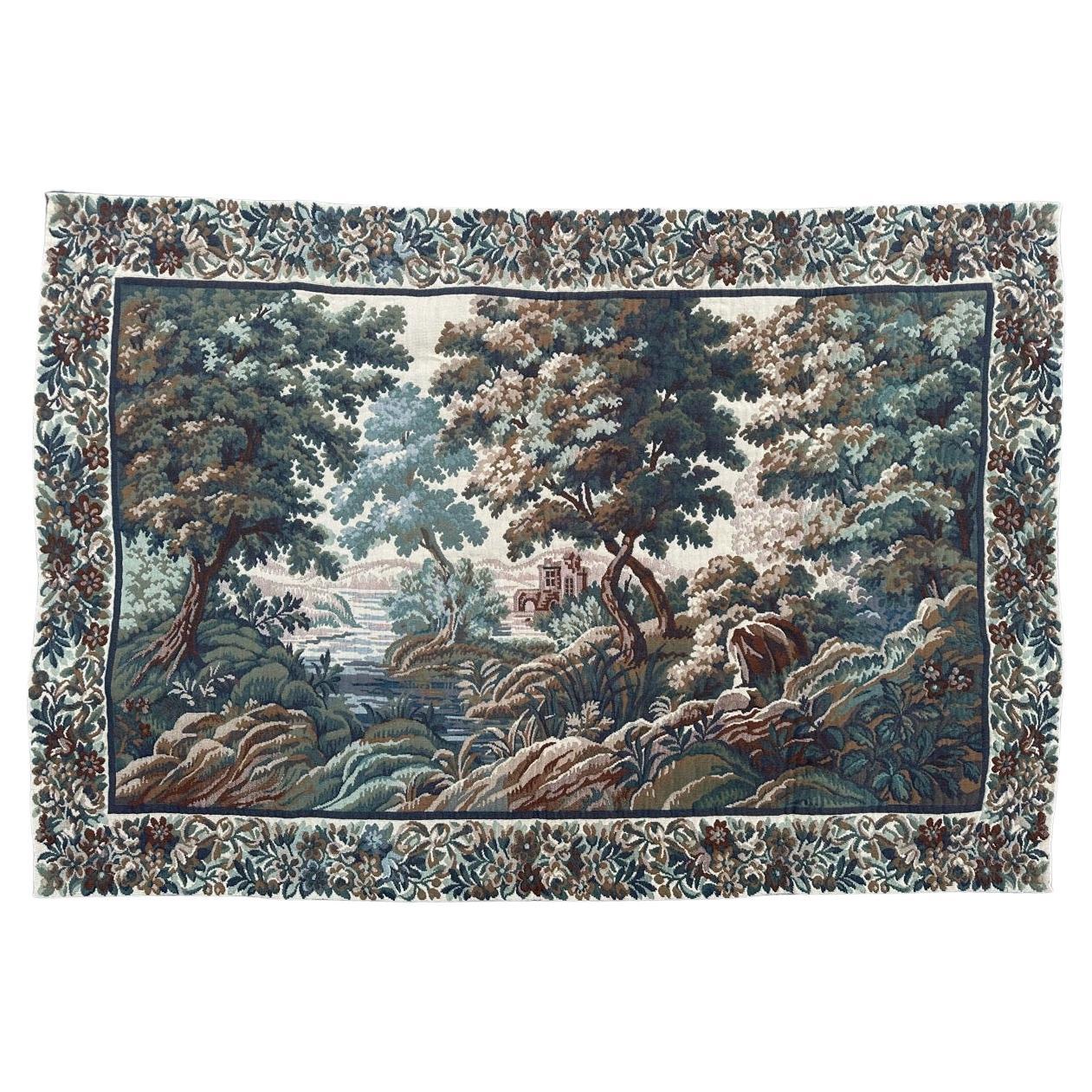 Pretty Mid Century French Aubusson style Jacquard Tapestry. For Sale