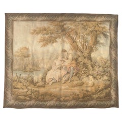 Retro Pretty Mid Century French Aubusson style Jacquard Tapestry.