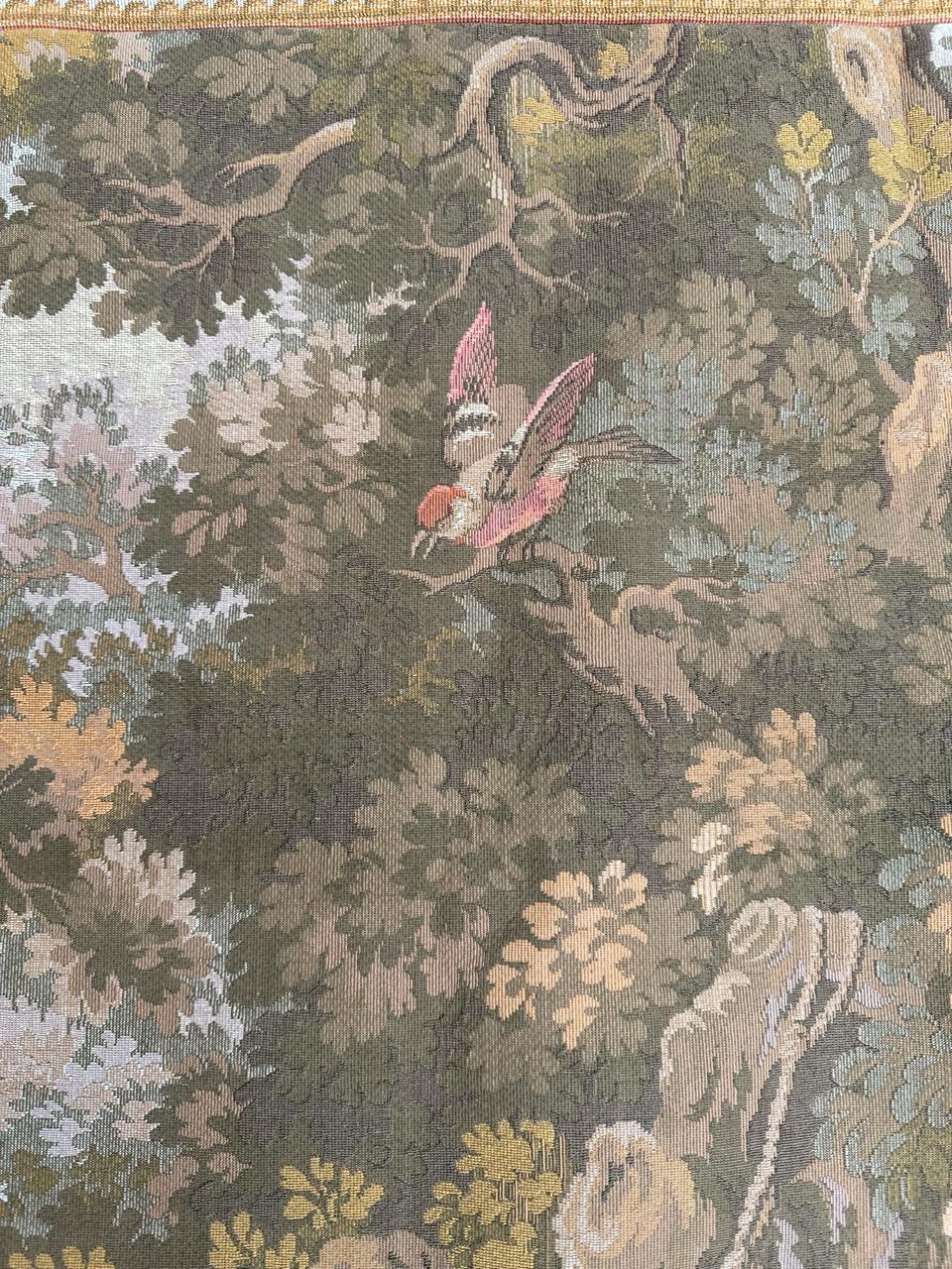 Pretty Mid Century French Aubusson style Jacquard Tapestry, « L'escarpolette » For Sale 5