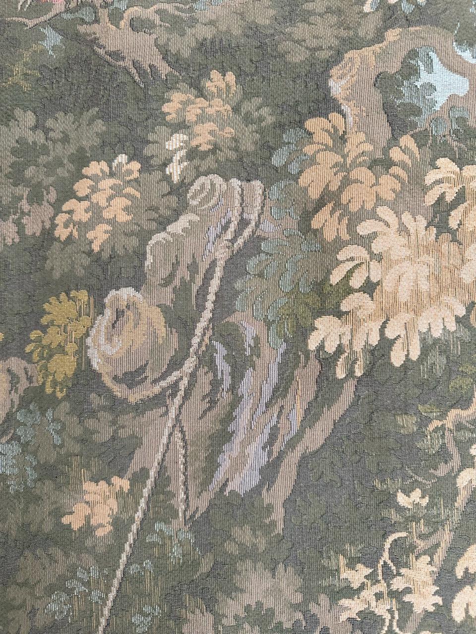 Pretty Mid Century French Aubusson style Jacquard Tapestry, « L'escarpolette » For Sale 7