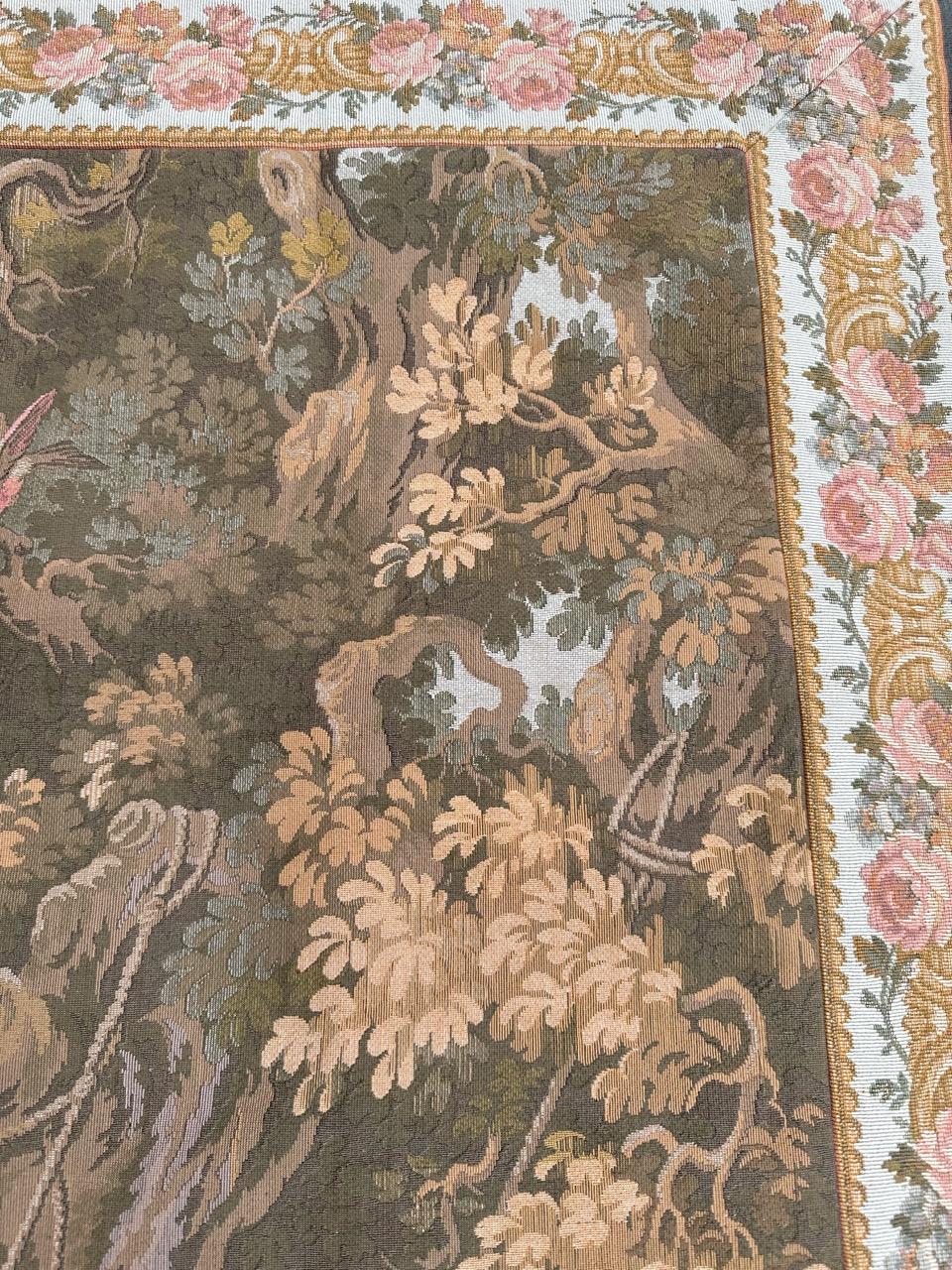 Pretty Mid Century French Aubusson style Jacquard Tapestry, « L'escarpolette » For Sale 8