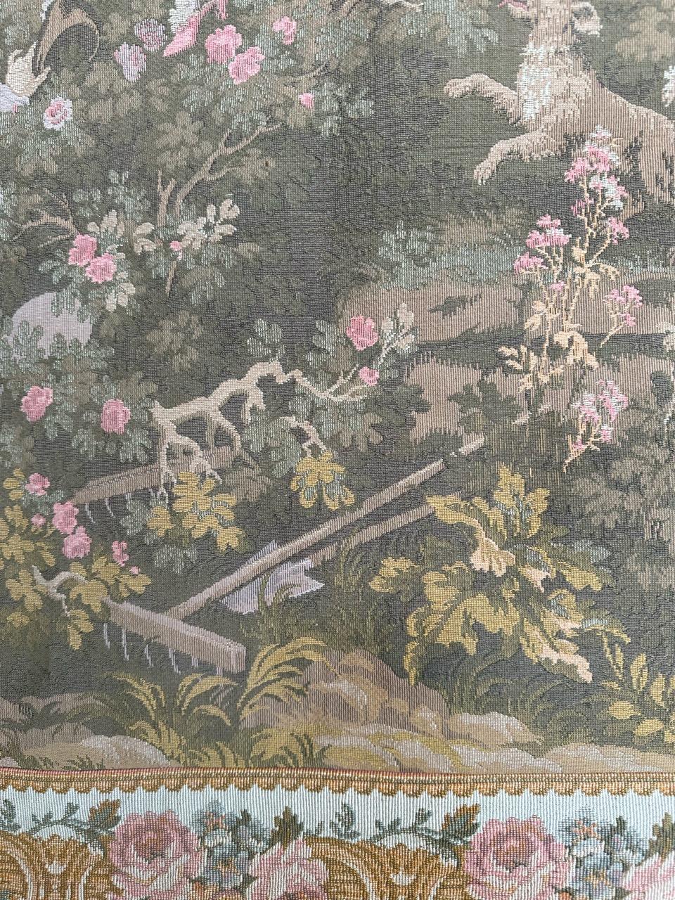 Pretty Mid Century French Aubusson style Jacquard Tapestry, « L'escarpolette » For Sale 1
