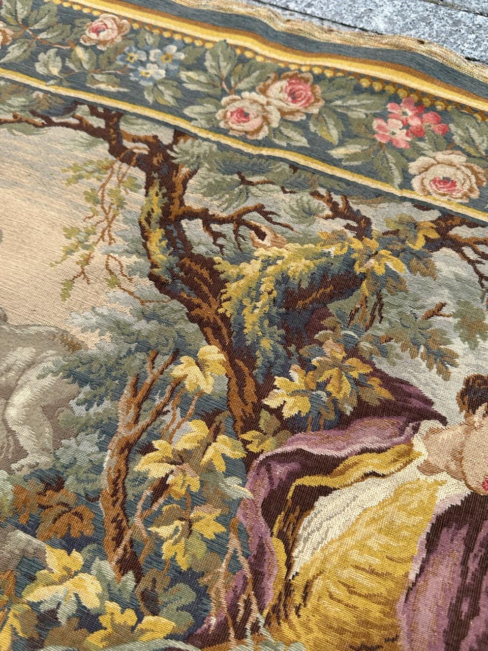 Grazioso arazzo jacquard in stile Aubusson francese della metà del secolo scorso 
