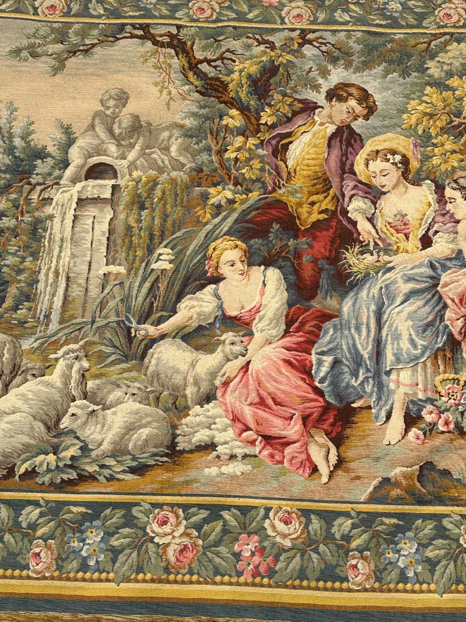 XX secolo Grazioso arazzo jacquard in stile Aubusson francese della metà del secolo scorso 