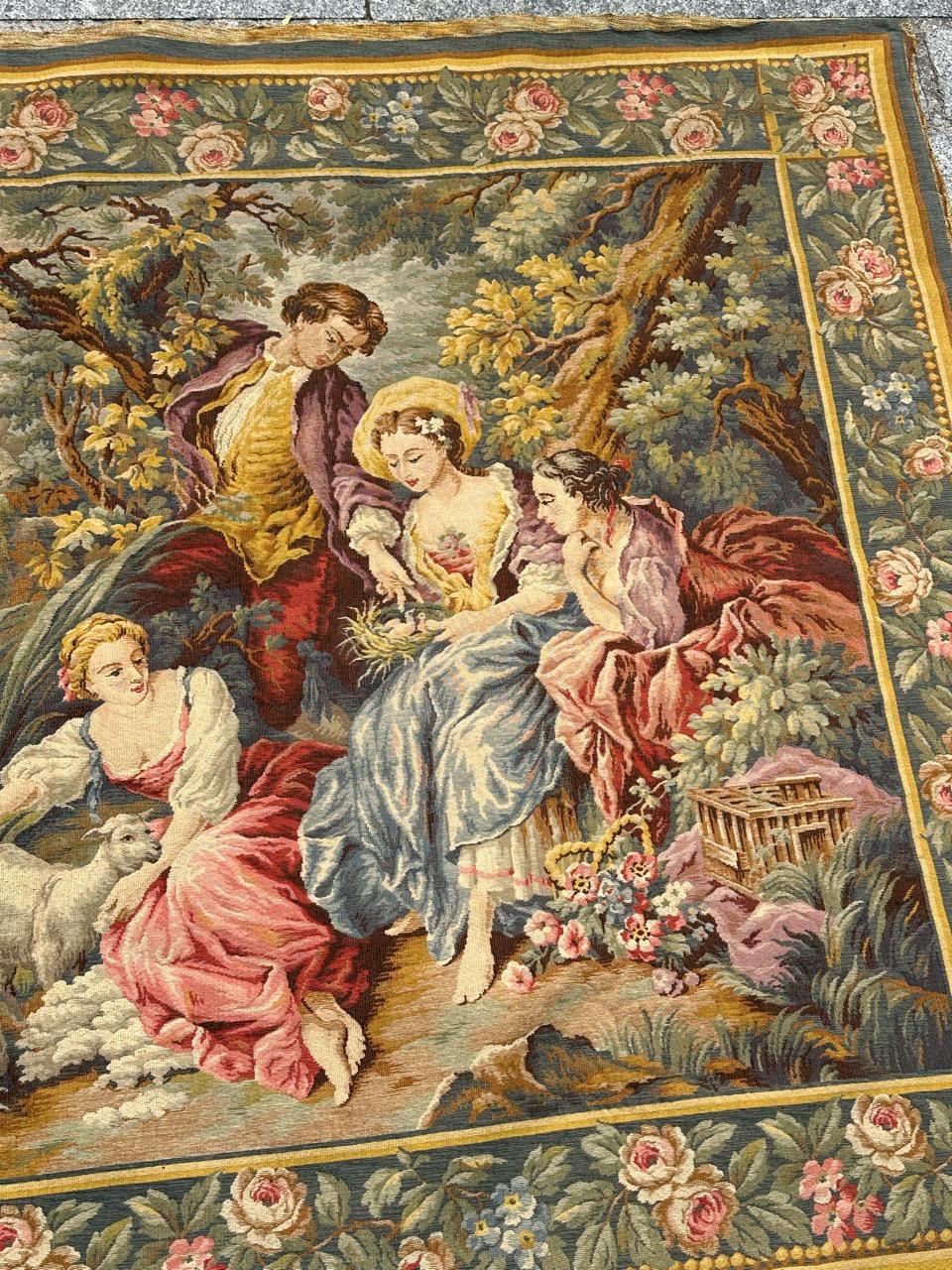 Lana Grazioso arazzo jacquard in stile Aubusson francese della metà del secolo scorso 