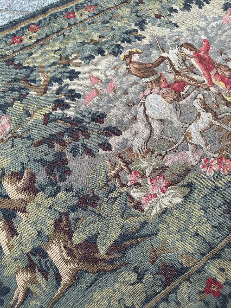 Bobyrug’s Nice French Aubusson Style Jaquar Tapestry Design « La Filandière » For Sale 6