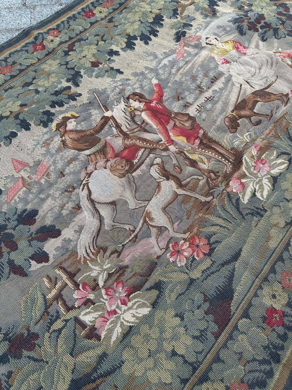 Bobyrug’s Nice French Aubusson Style Jaquar Tapestry Design « La Filandière » For Sale 8