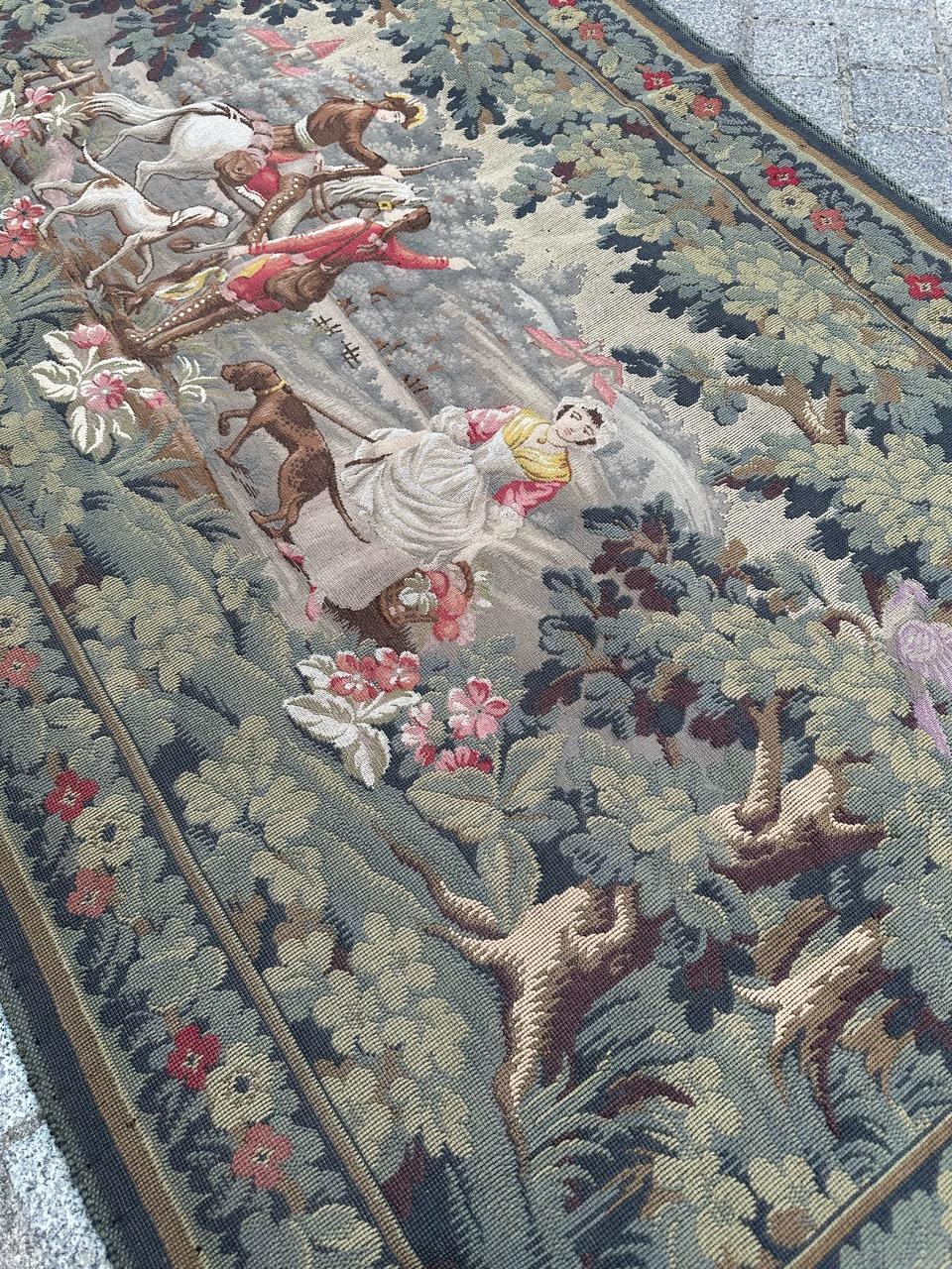 Bobyrug’s Nice French Aubusson Style Jaquar Tapestry Design « La Filandière » For Sale 11