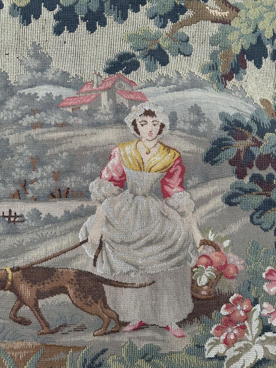 Wool Bobyrug’s Nice French Aubusson Style Jaquar Tapestry Design « La Filandière » For Sale