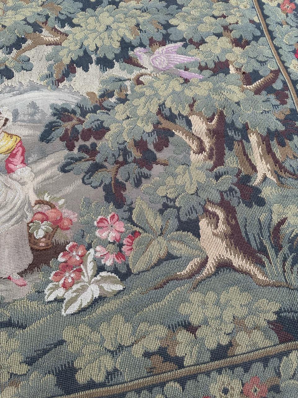 Bobyrug’s Nice French Aubusson Style Jaquar Tapestry Design « La Filandière » For Sale 3