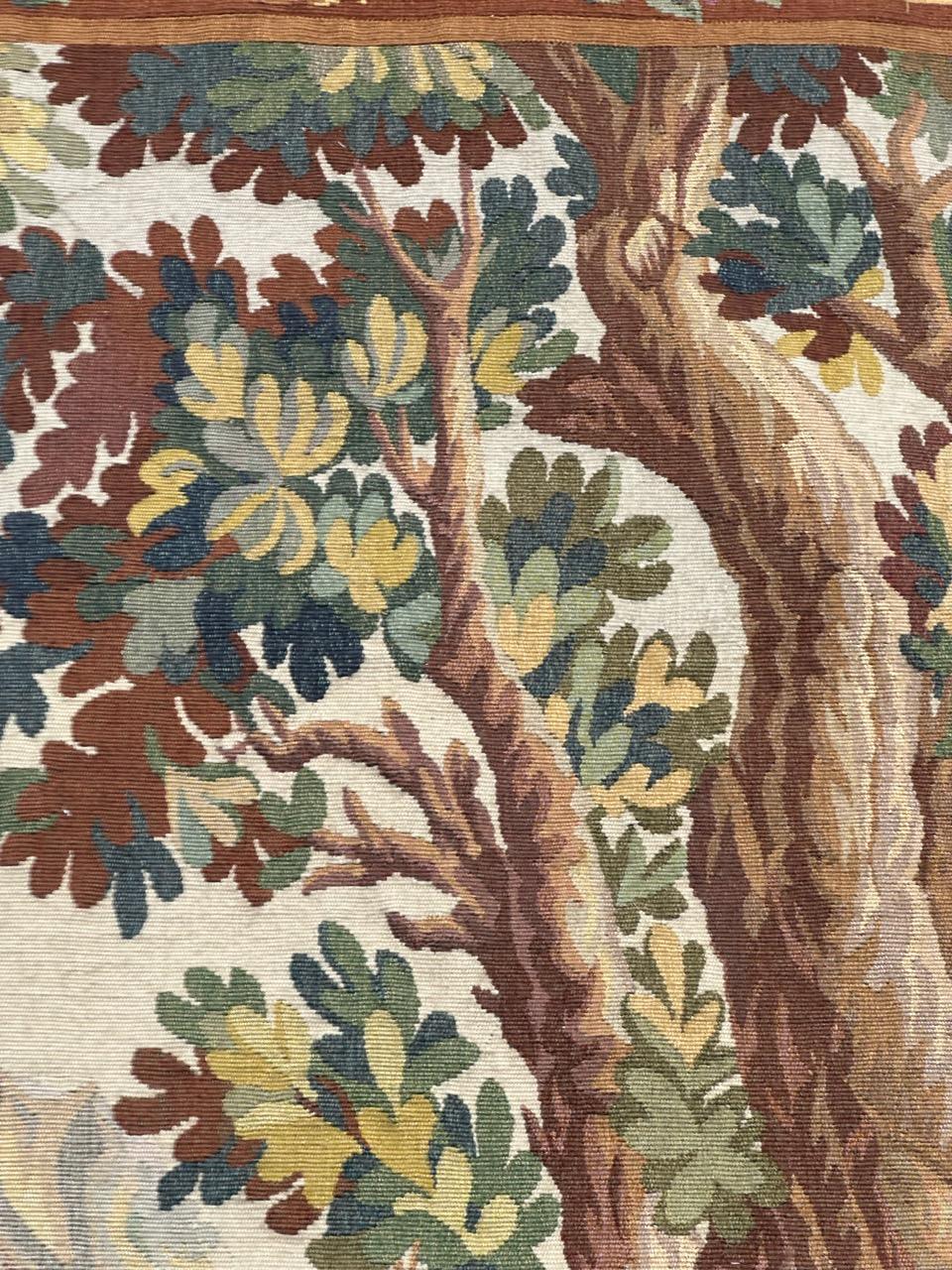Pretty mid century french Aubusson tapestry « the sleeping hunter » For Sale 4