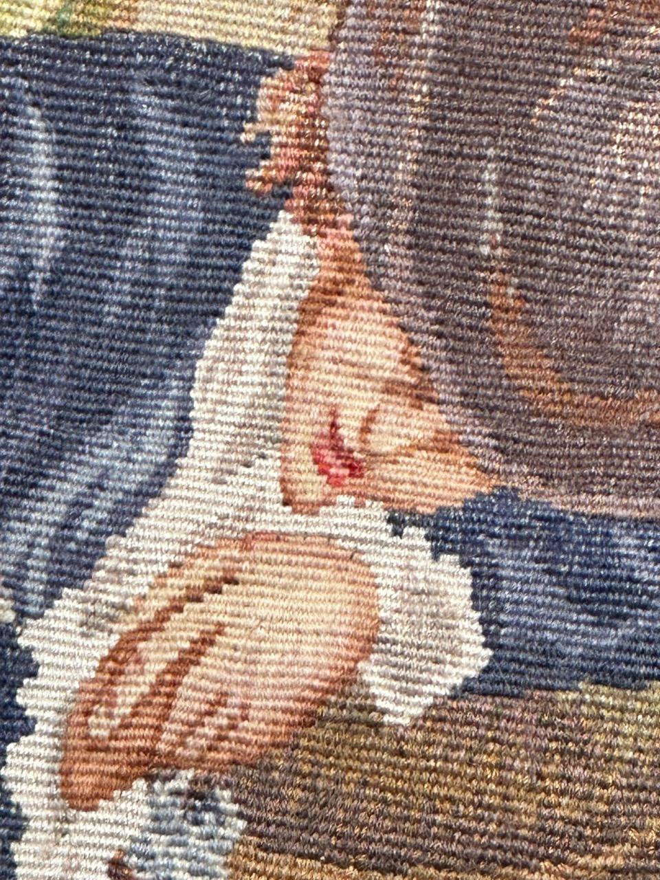 Pretty mid century french Aubusson tapestry « the sleeping hunter » For Sale 8