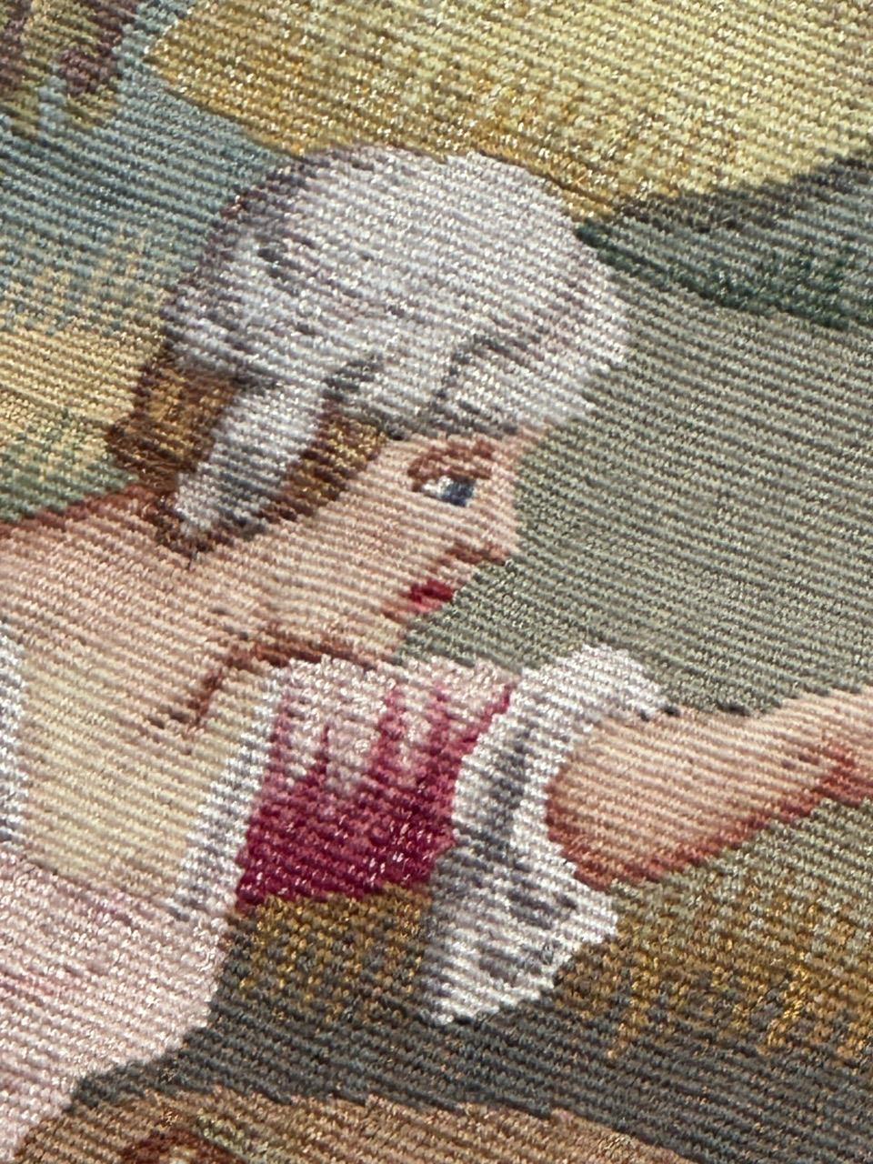 Pretty mid century french Aubusson tapestry « the sleeping hunter » For Sale 9