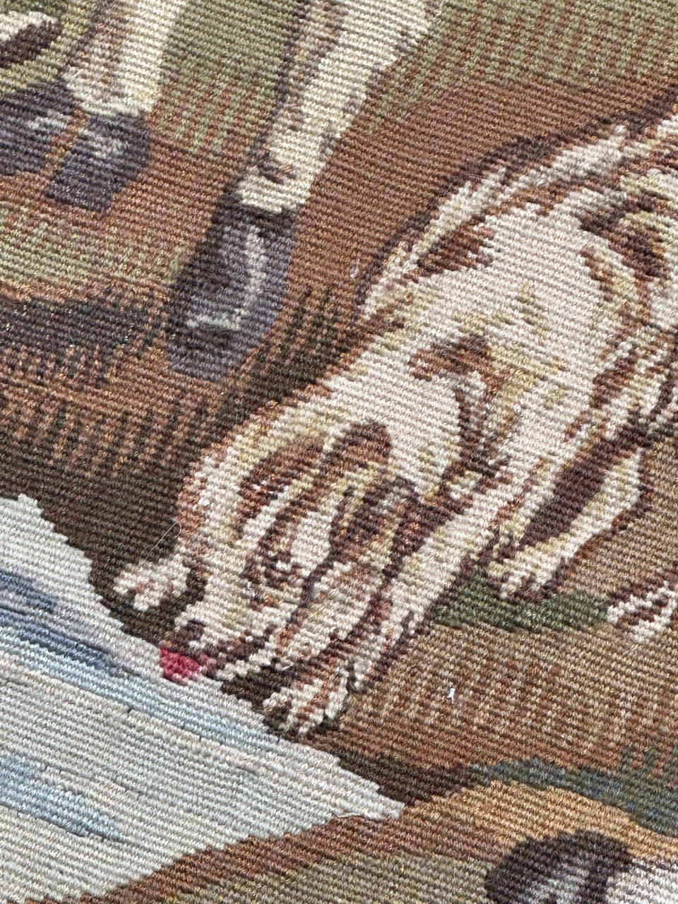 Pretty mid century french Aubusson tapestry « the sleeping hunter » For Sale 12