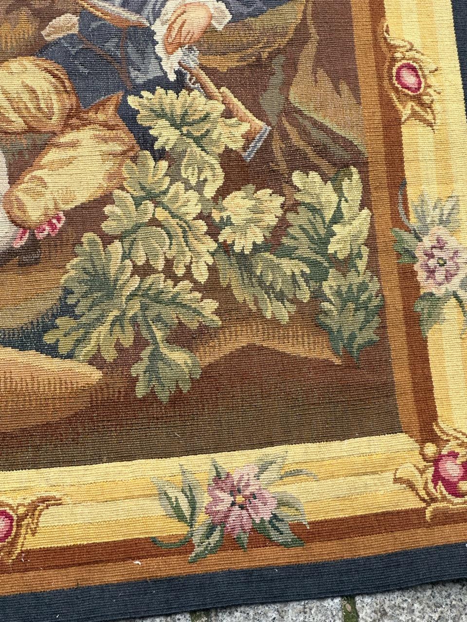Pretty mid century french Aubusson tapestry « the sleeping hunter » For Sale 1