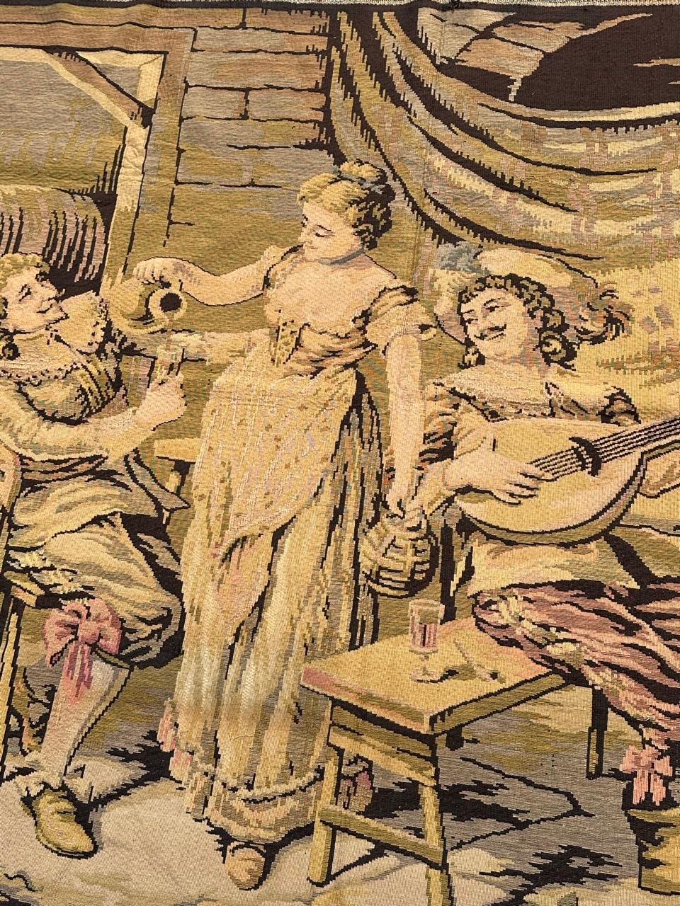 Aubusson grazioso arazzo francese jacquard della metà del secolo 