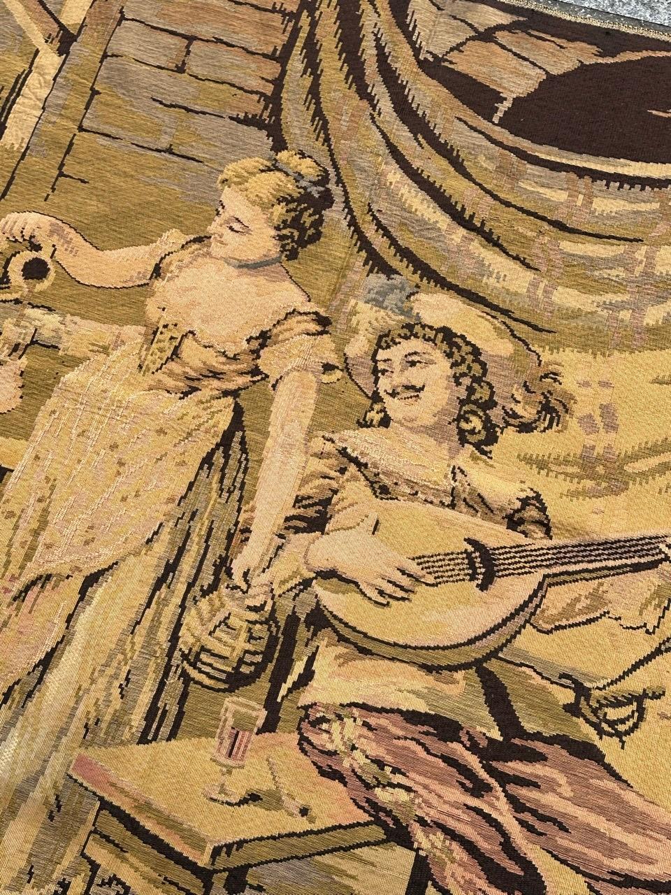 grazioso arazzo francese jacquard della metà del secolo 