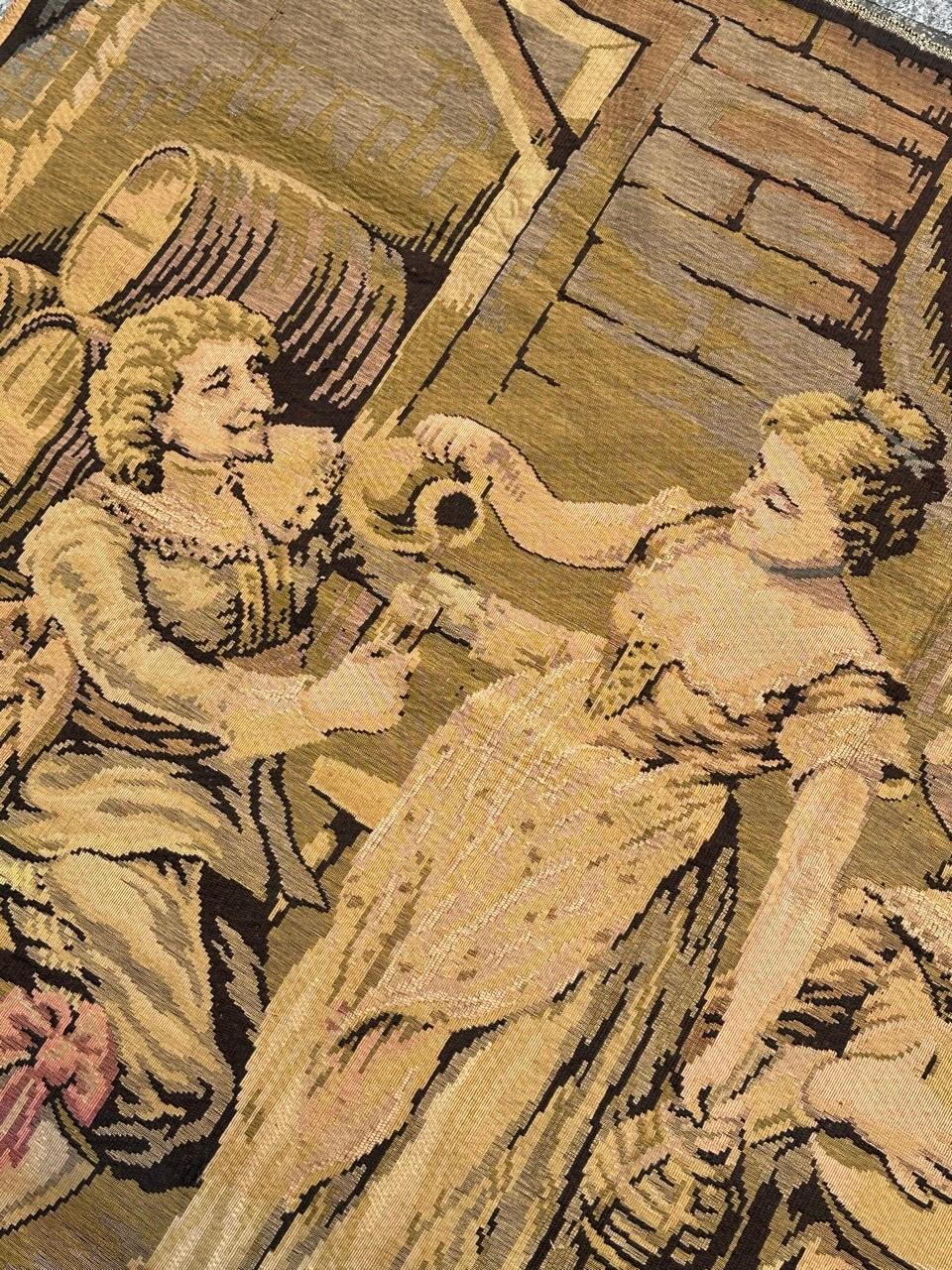 XX secolo grazioso arazzo francese jacquard della metà del secolo 