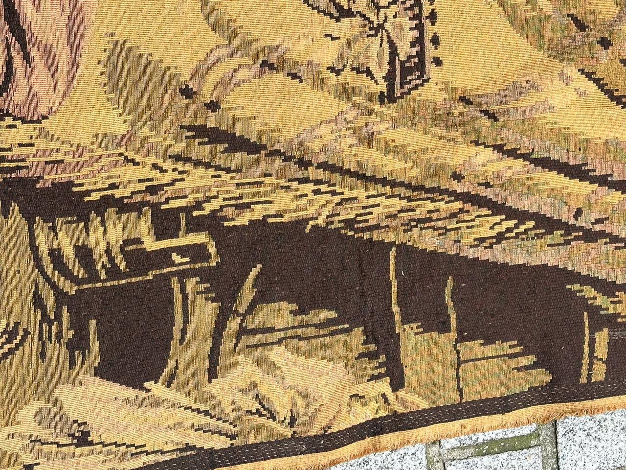 grazioso arazzo francese jacquard della metà del secolo 