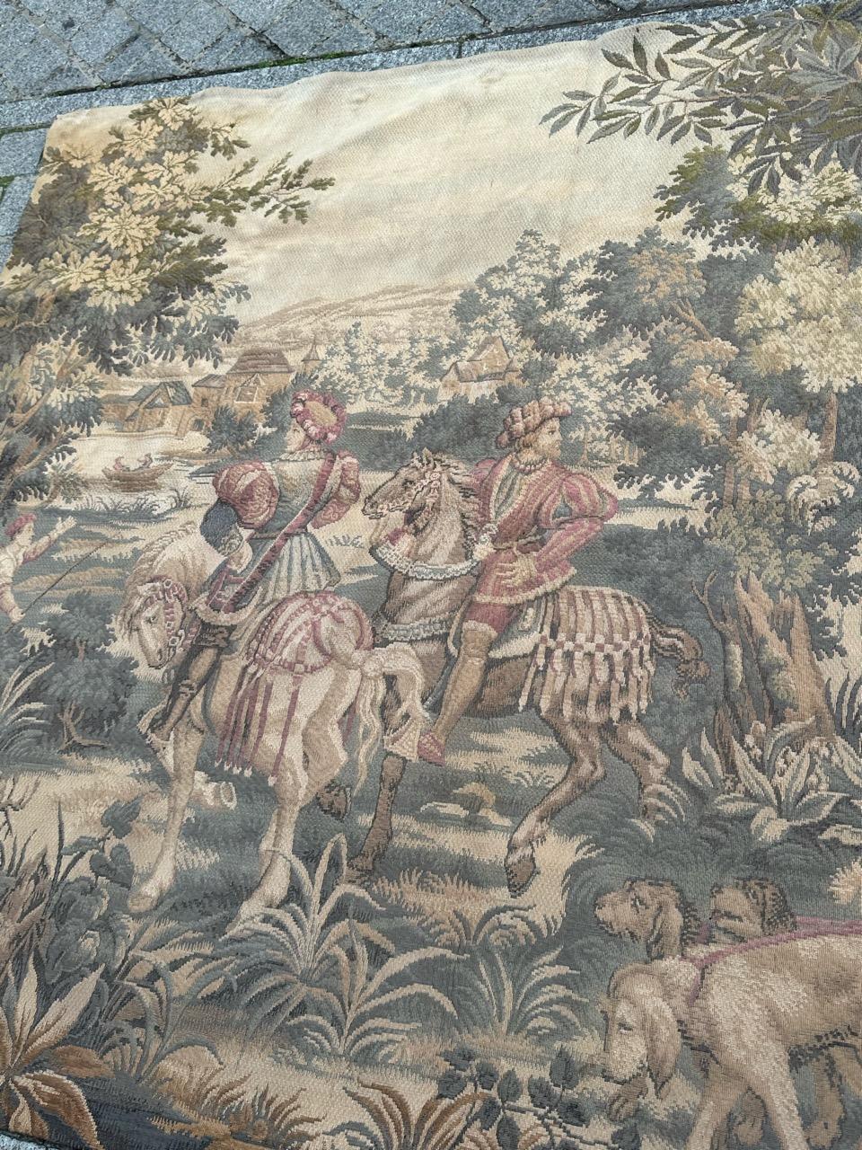 grazioso arazzo jacquard francese della metà del secolo 