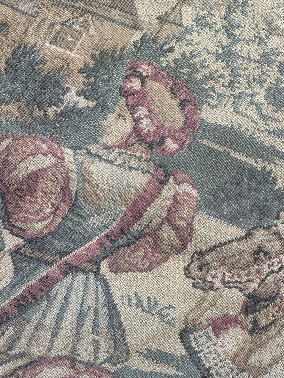 grazioso arazzo jacquard francese della metà del secolo 