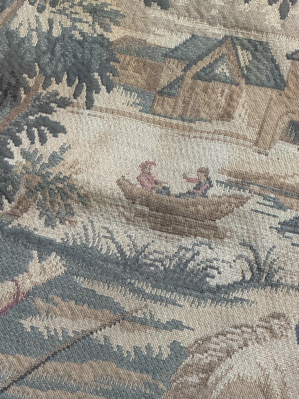 grazioso arazzo jacquard francese della metà del secolo 