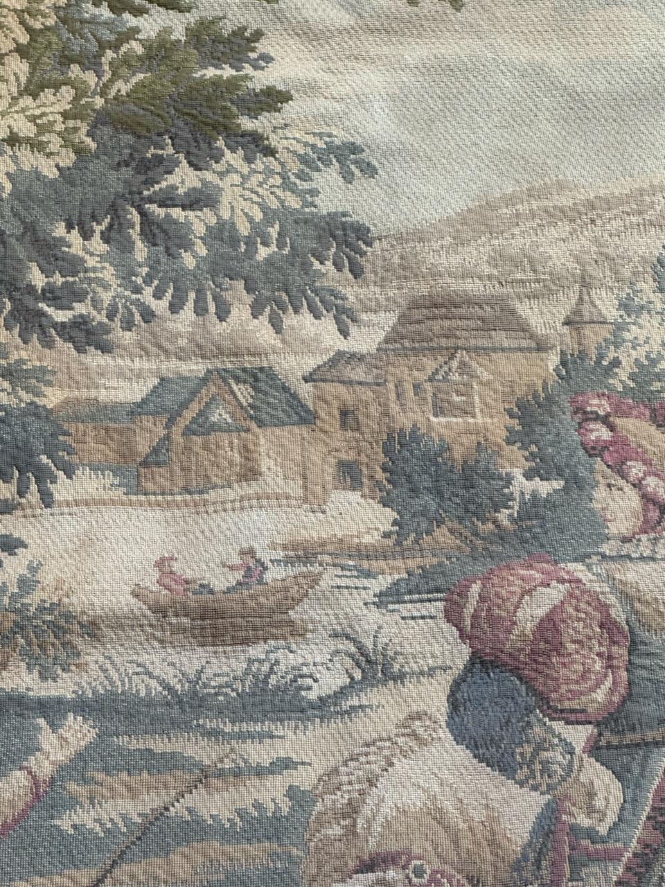 grazioso arazzo jacquard francese della metà del secolo 