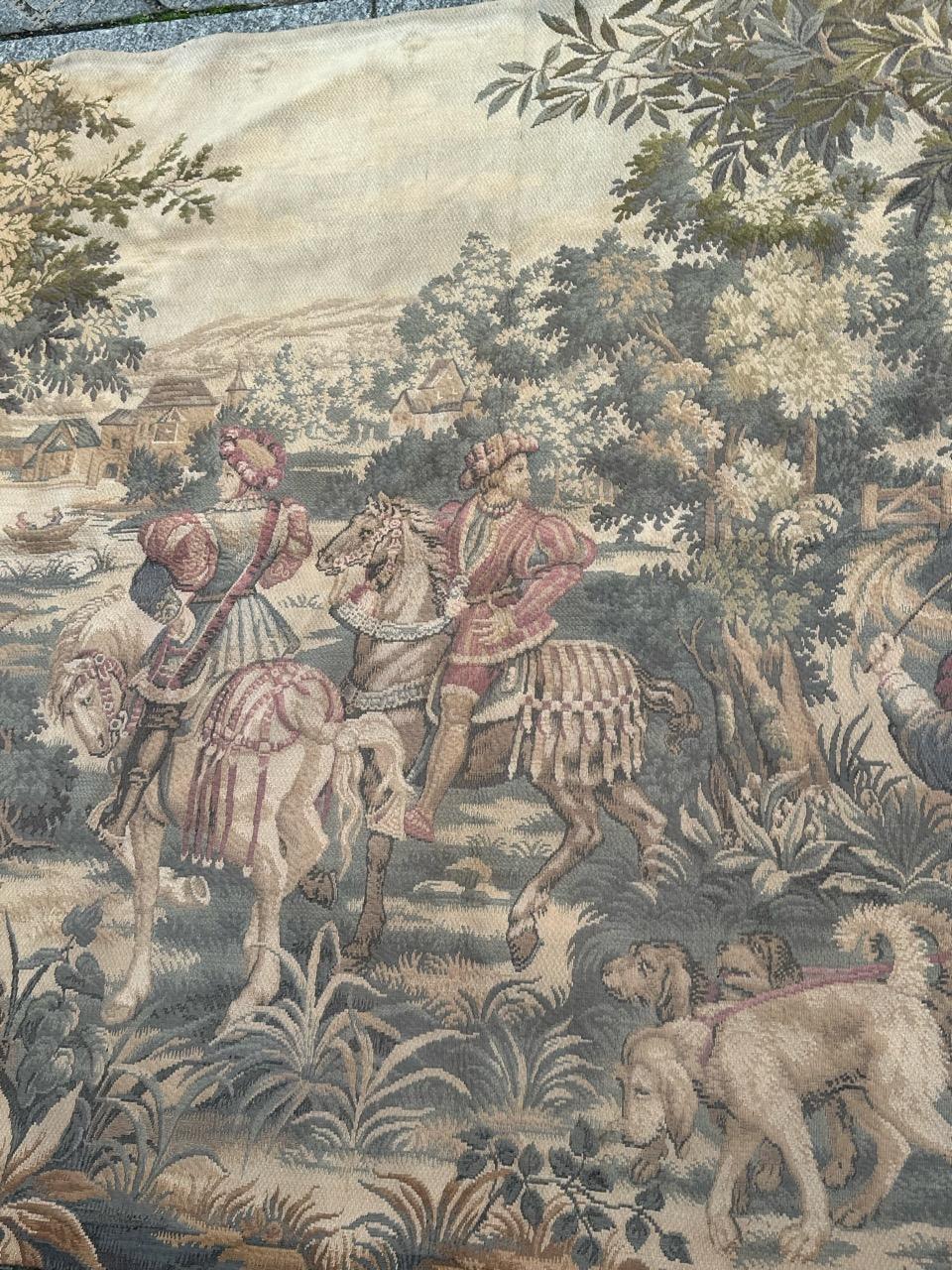 Aubusson grazioso arazzo jacquard francese della metà del secolo 