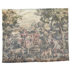 pretty mid century French jacquard tapestry « noble or princely hunt »