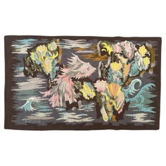Pretty Mid Century French Modern Aubusson Tapestry « Georges Deveche »