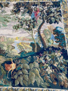 Bobyrug’s Pretty Mid Century French Needlepoint Tapestry