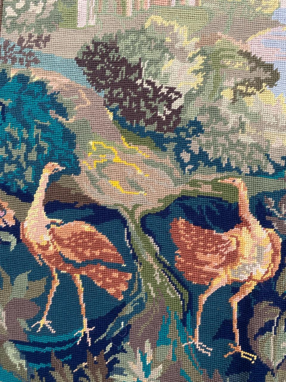 Aubusson Bobyrug’s Pretty Mid Century French Needlepoint Tapestry For Sale