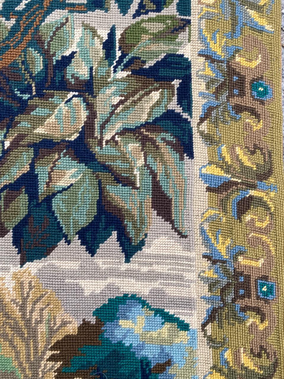 Bobyrug’s Pretty Mid Century French Needlepoint Tapestry For Sale 1