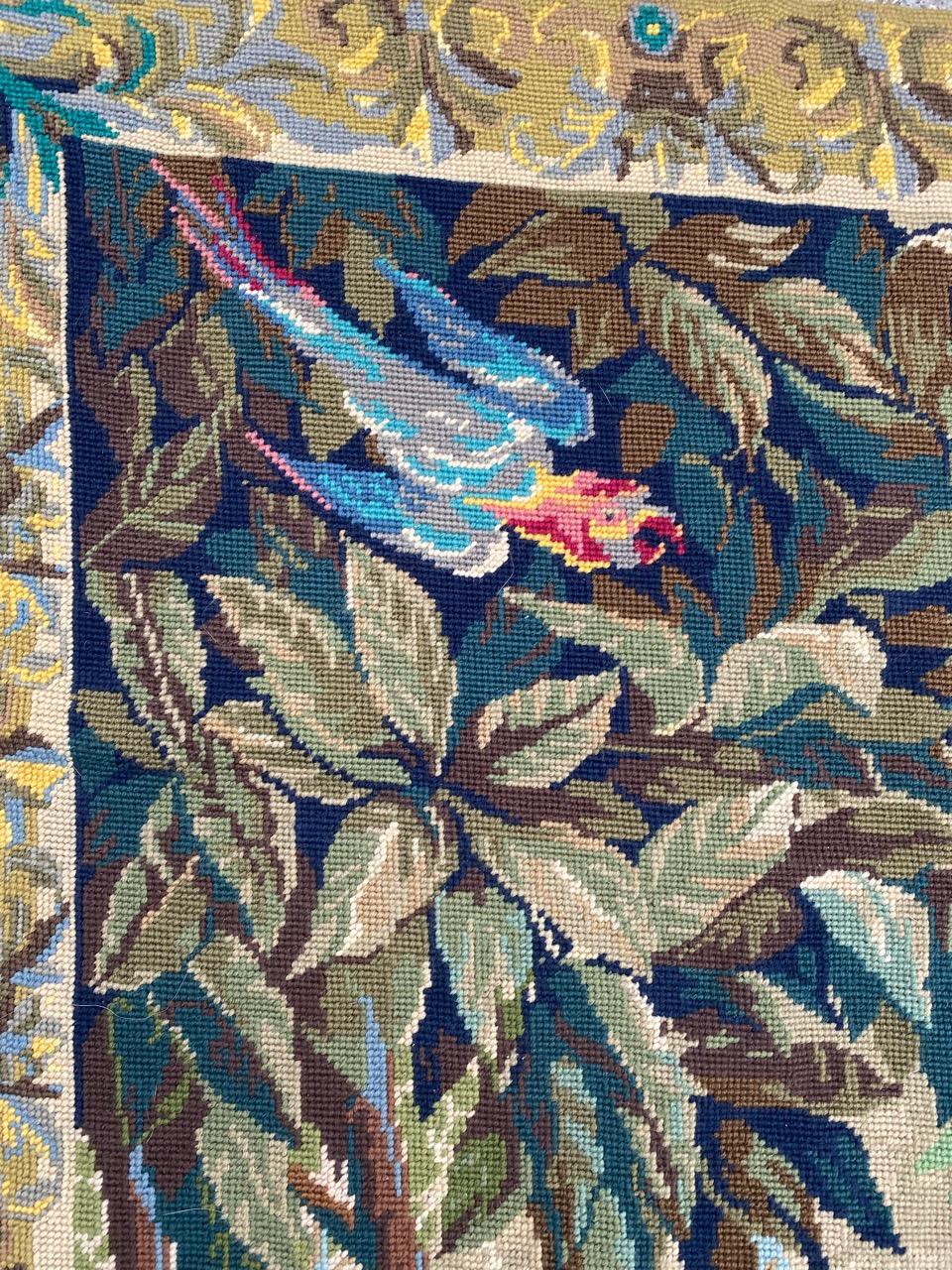 Bobyrug’s Pretty Mid Century French Needlepoint Tapestry For Sale 2