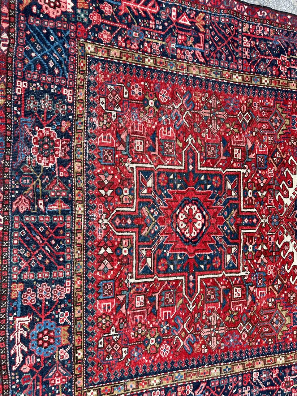 Hand-Knotted Pretty mid century Heriz Gharaje rug For Sale