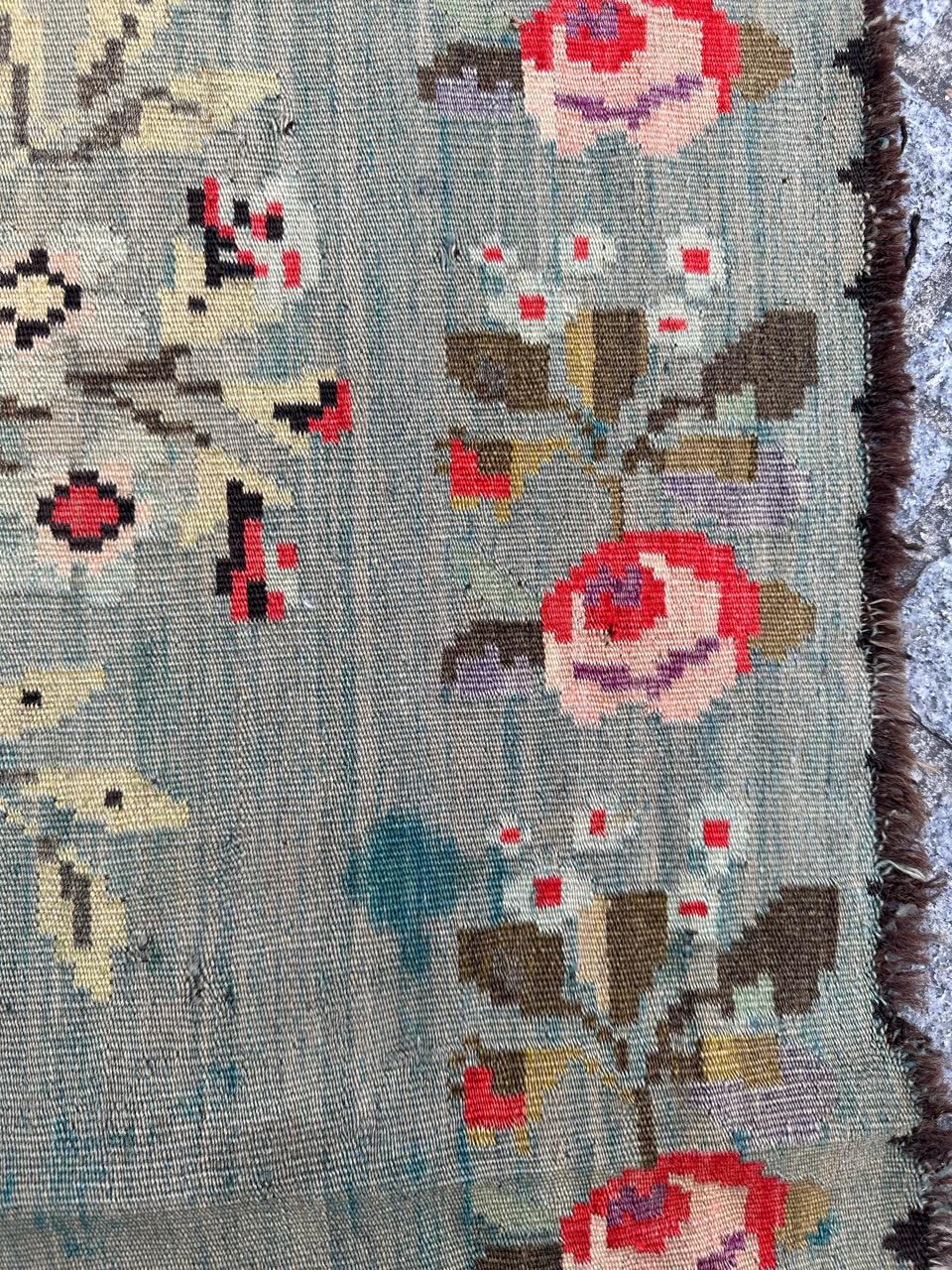 Bobyrug’s Pretty mid century pictorial Karabagh woven Kilim  For Sale 2