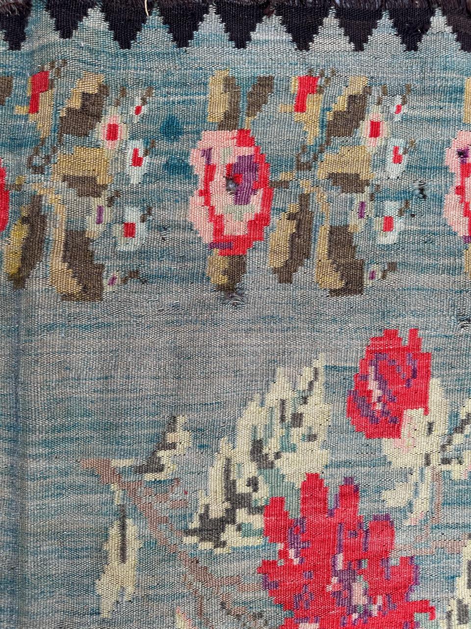 Bobyrug’s Pretty mid century pictorial Karabagh woven Kilim  For Sale 8