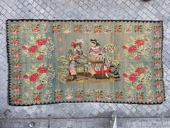 Bobyrug’s Pretty mid century pictorial Karabagh woven Kilim
