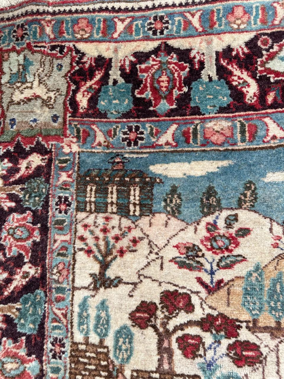 Pretty mid century pictural Tabriz rug For Sale 5