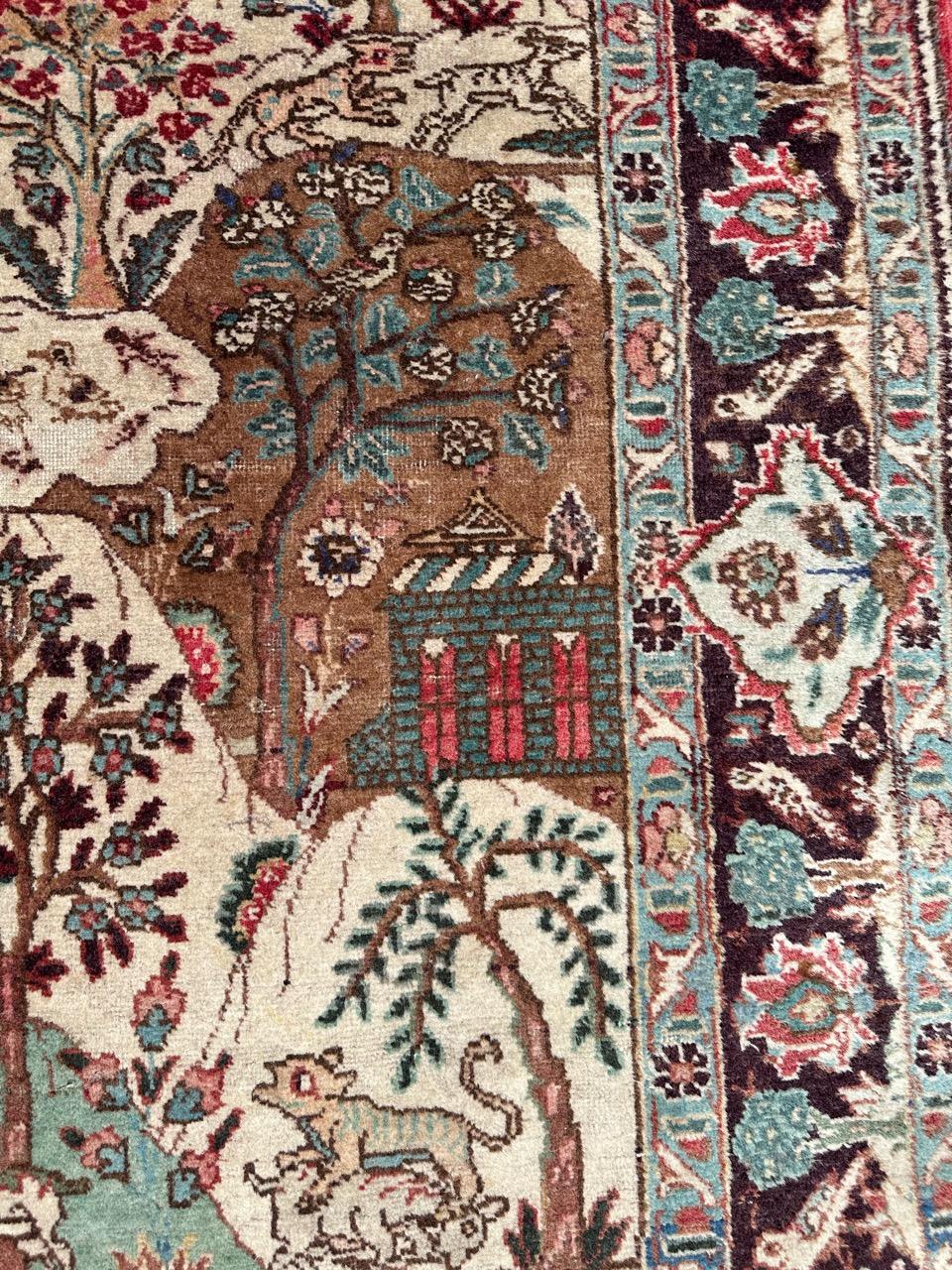 Pretty mid century pictural Tabriz rug For Sale 7