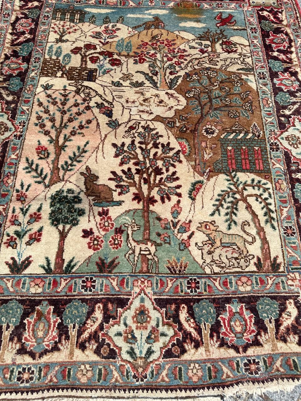 Pretty mid century pictural Tabriz rug For Sale 8